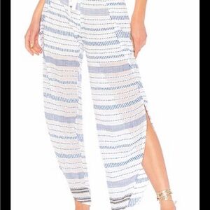 Lemlem Tiki Flyaway Striped Swim Coverup Pants in Blue and White